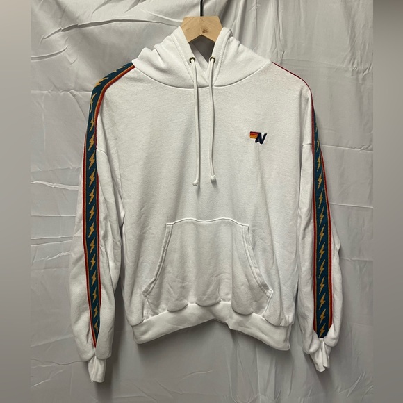 Aviator Nation Other - Aviator Nation Bolt Stripe White Hoodie